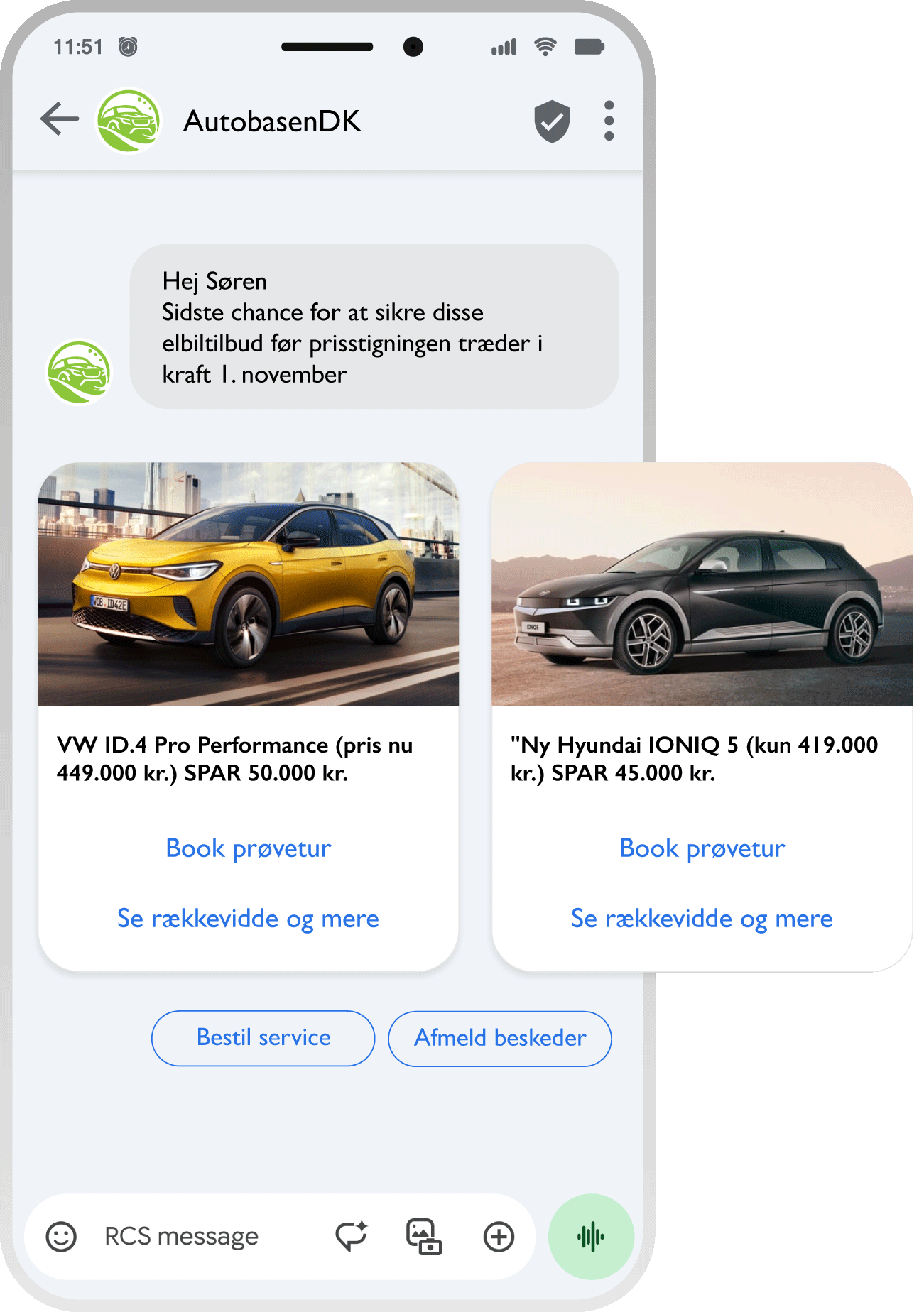 Send RCS Rich beskeder med slideshow og andet media