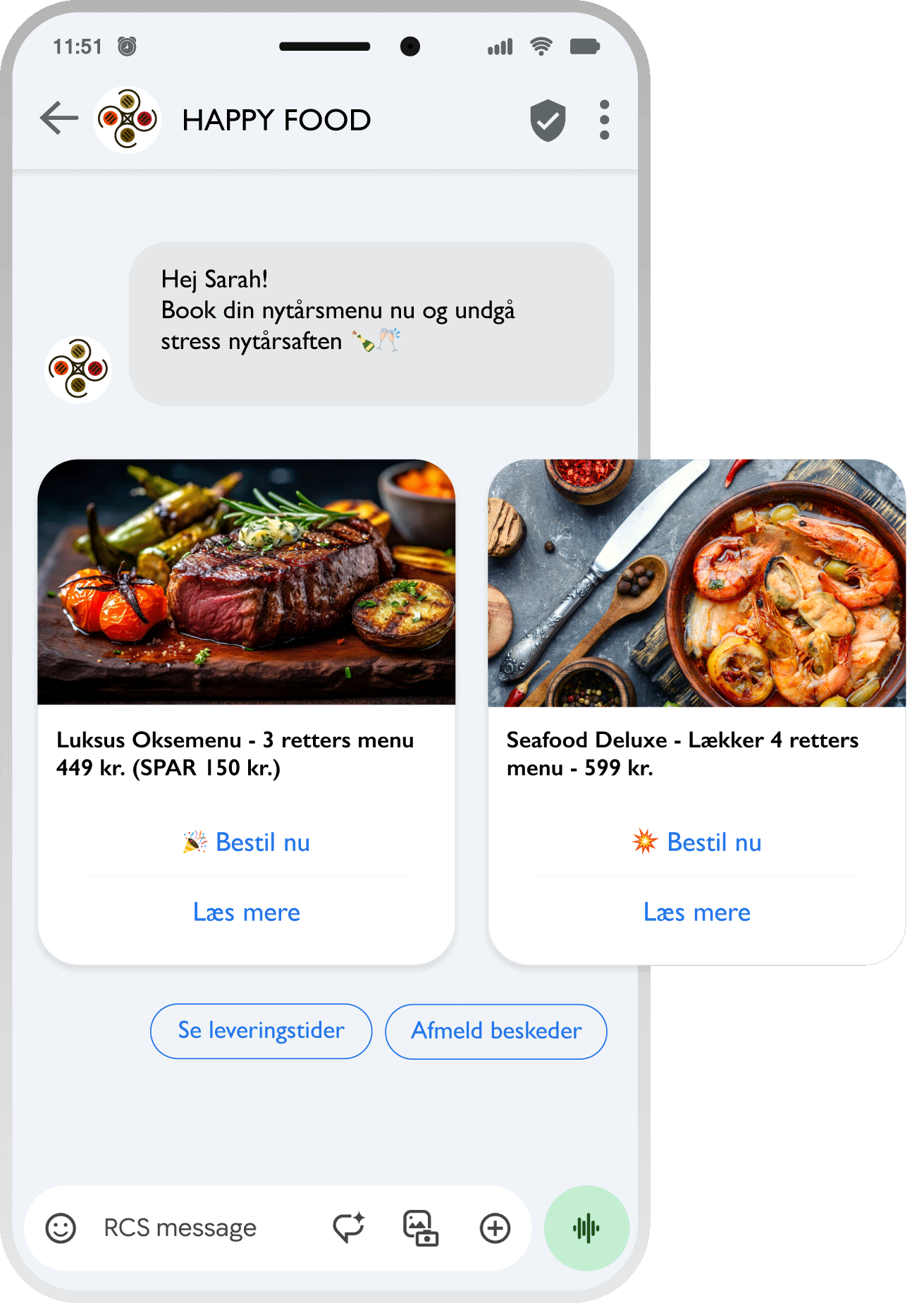 Send RCS Rich beskeder med slideshow og andet media